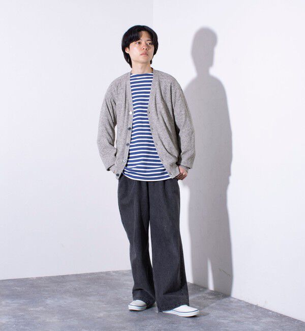 GLOSTER「【GLOSTER/グロスター】フレンチブルドッグ刺繍 リネン混 カーディガン Vネック」|カーディガン|