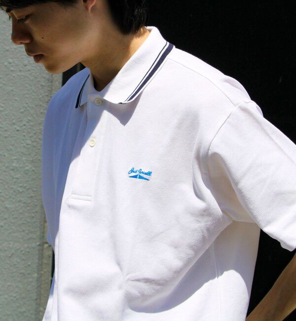 GLOSTER「【Jack Purcell/ジャックパーセル】鹿の子 ラインポロシャツ ワンポイント」|ポロシャツ|ホワイト