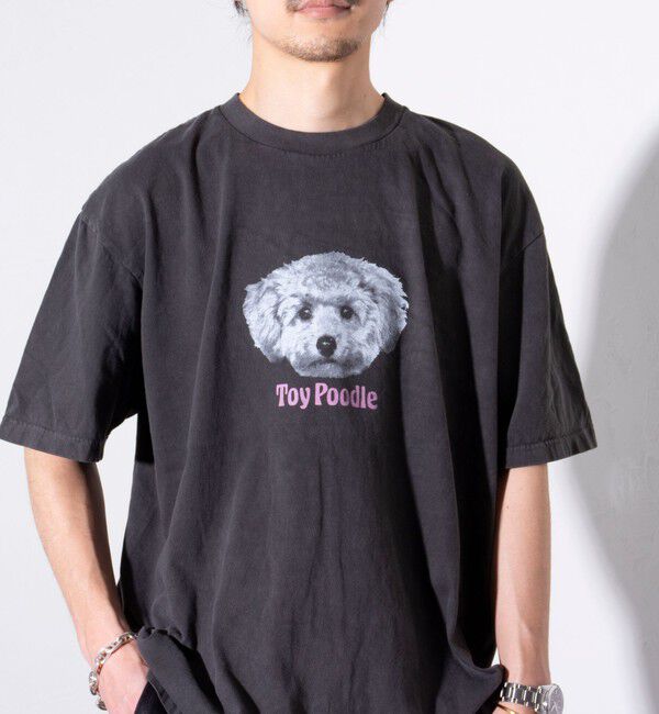 GLOSTER「【新柄追加】【GLOSTER/グロスター】DOG&CAT 犬猫プリント ピグメント プリントTシャツ」|Tシャツ・カットソー|