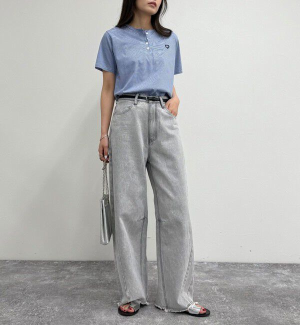 fredy emue「ハートFR刺繍ヘンリーTシャツ」|Tシャツ・カットソー|