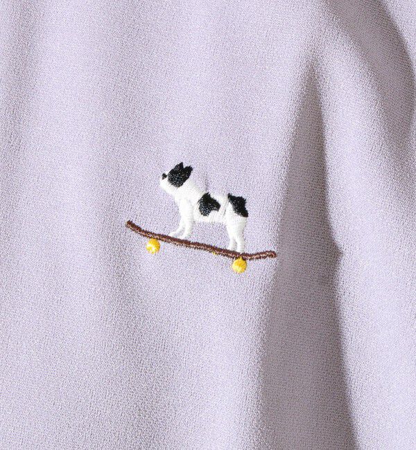 GLOSTER「【GLOSTER/グロスター】フレンチブルドッグ刺繍 カットジョーゼットTシャツ」|Tシャツ・カットソー|