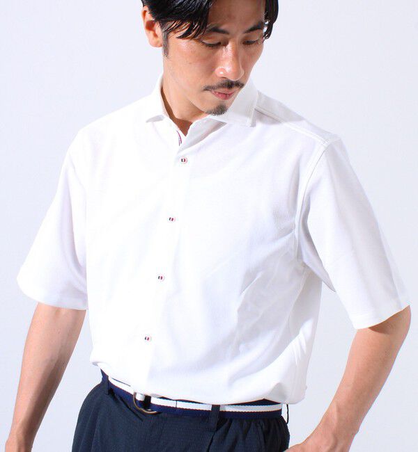 GLOSTER「&rdquo;速乾性・ストレッチ性・抗ピリング性・耐洗濯性&rdquo; PERFECTEX ハイツイストパラシュートシャツ」|シャツ・ブラウス|ホワイト