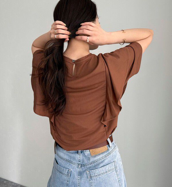 fredy emue「ラッフルショルダー半袖Tシャツ」|Tシャツ・カットソー|