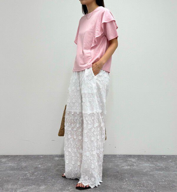 fredy emue「ラッフルショルダー半袖Tシャツ」|Tシャツ・カットソー|