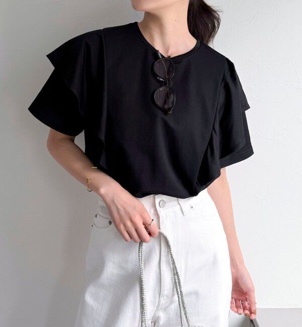 fredy emue「ラッフルショルダー半袖Tシャツ」|Tシャツ・カットソー|