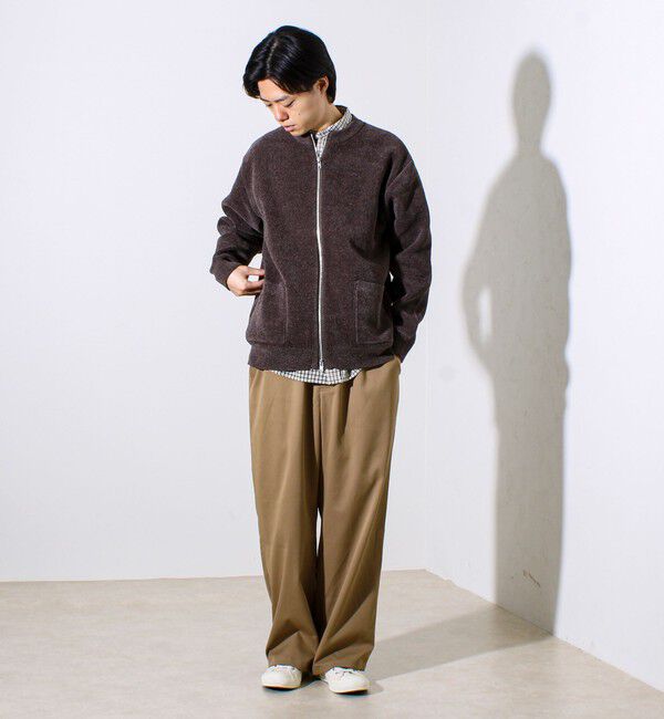 GLOSTER「【チクチクしないニットシリーズ】モールダブルフェイス クルージップカーデ」|カーディガン|