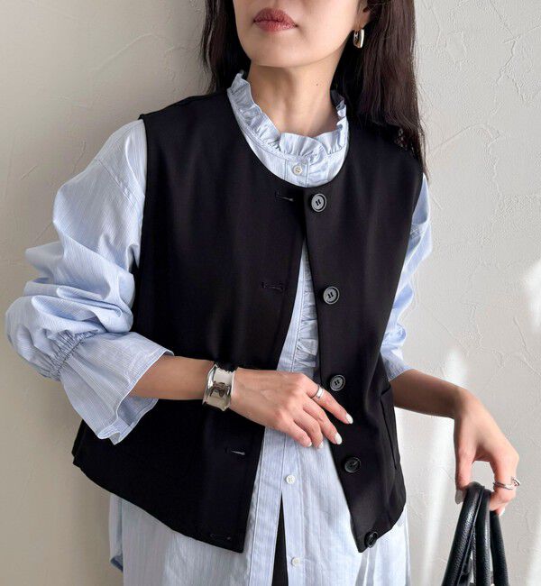 fredy emue「【セットアップ対応】ポンチノーカラージレ」|ベスト・ジレ|