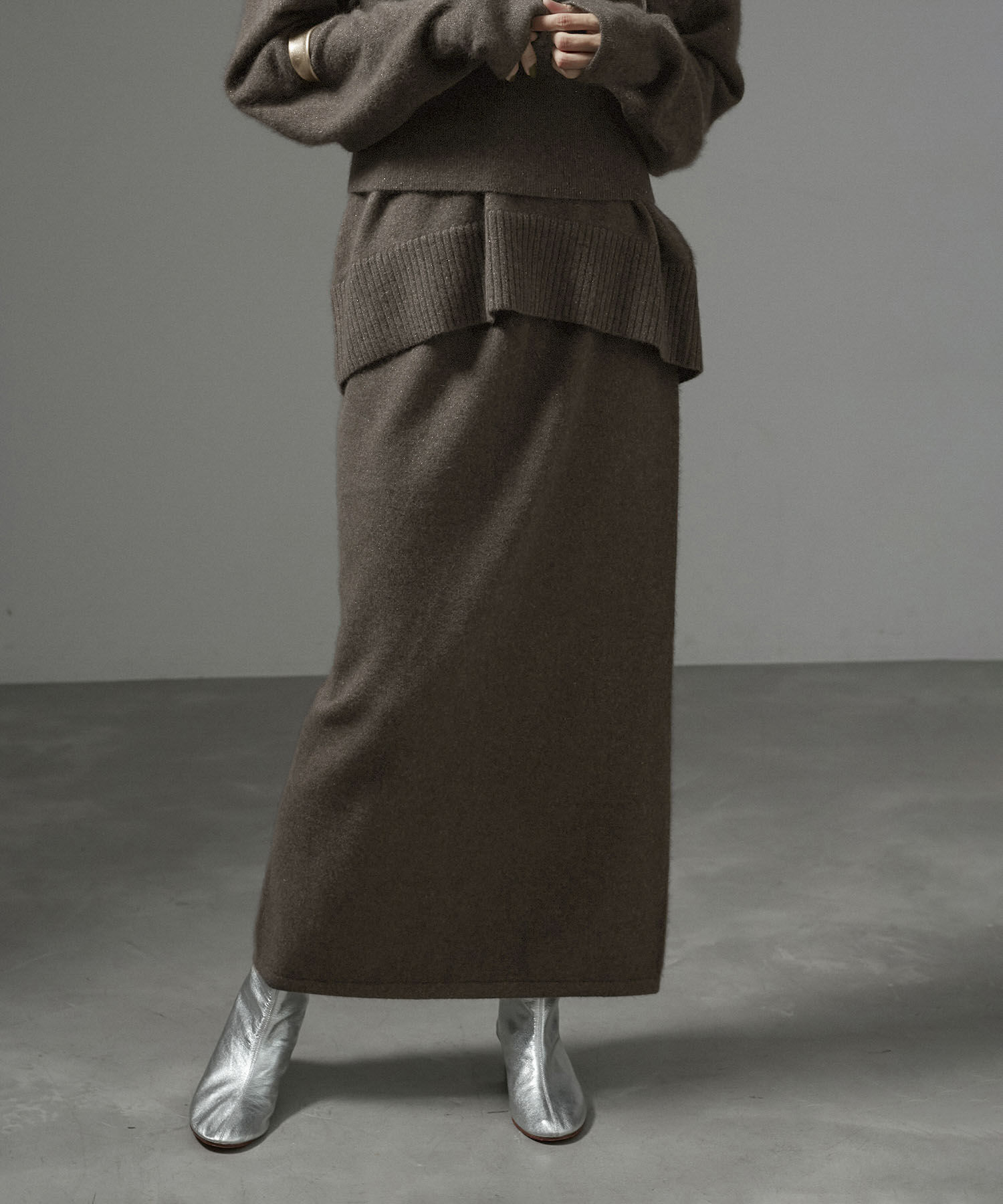 SALON adam et rope'「【セットアップ対応】FOX WOOLラメニットタイトスカート」|スカート|
