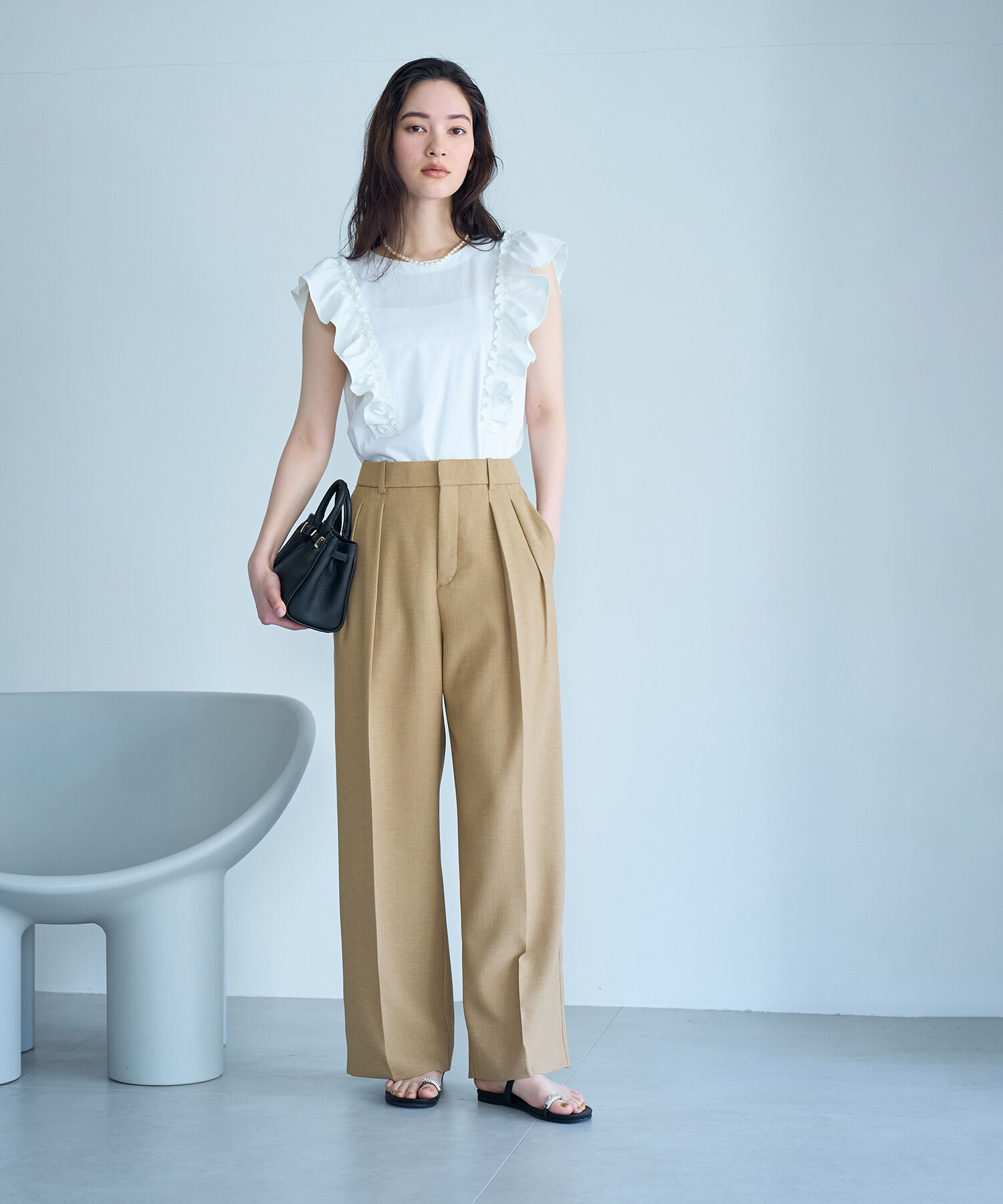 ROPE「布帛フリルデザインカットソー」|Tシャツ・カットソー|