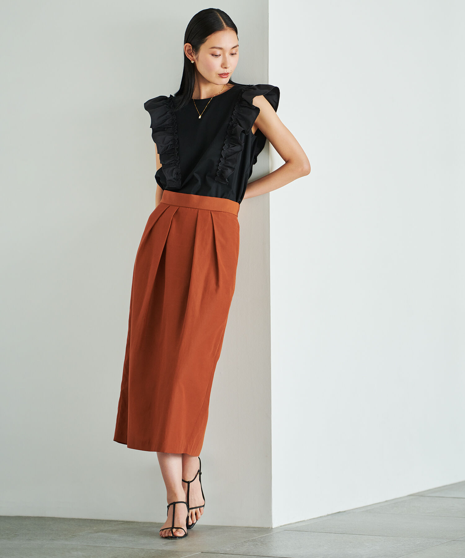 ROPE「布帛フリルデザインカットソー」|Tシャツ・カットソー|