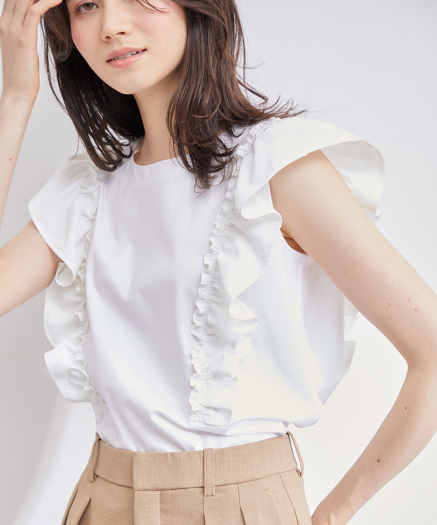 ROPE「布帛フリルデザインカットソー」|Tシャツ・カットソー|