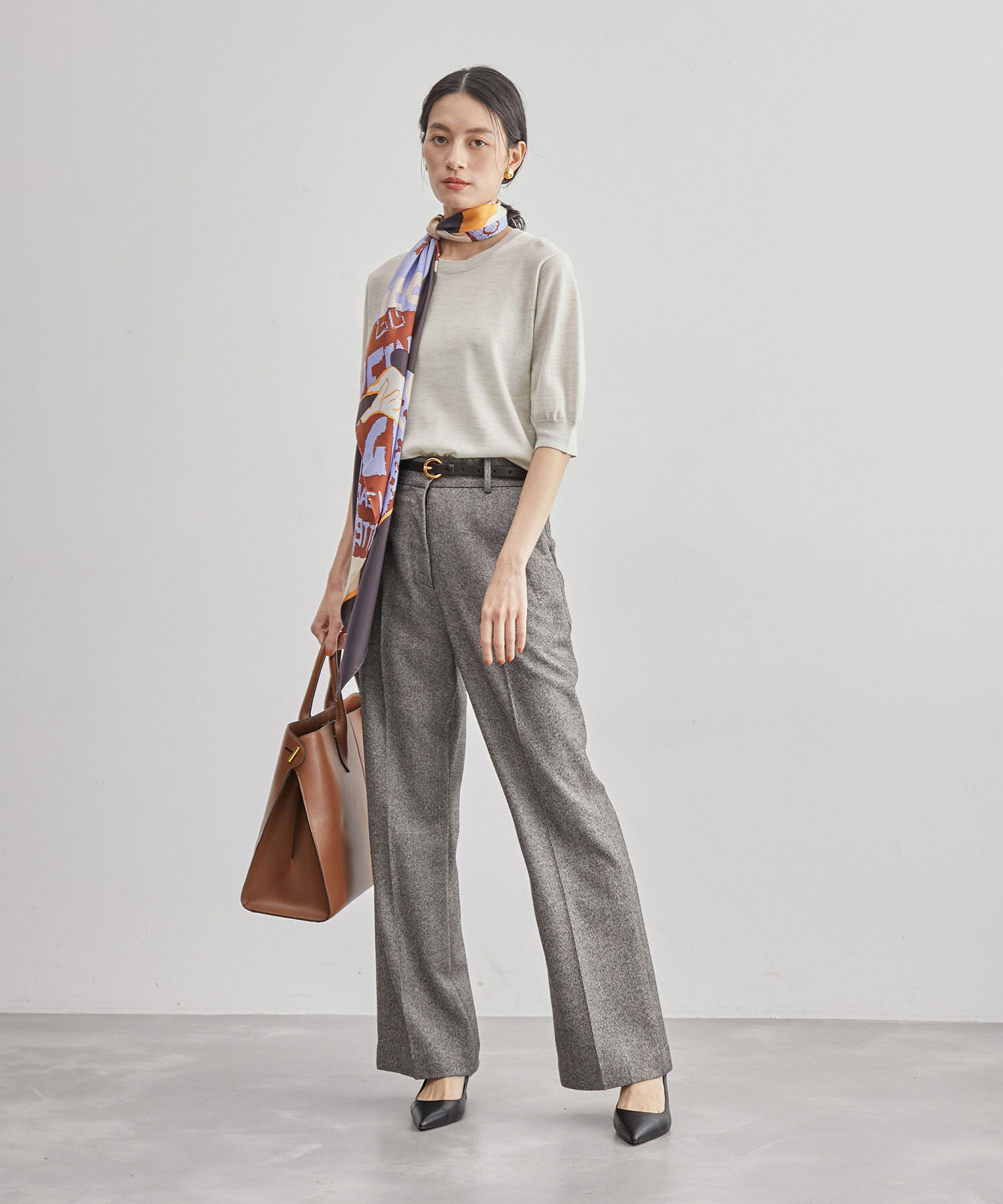 ROPE「ハイゲージウォッシャブル5分袖ニット/アンサンブル可能」|ニット・セーター|