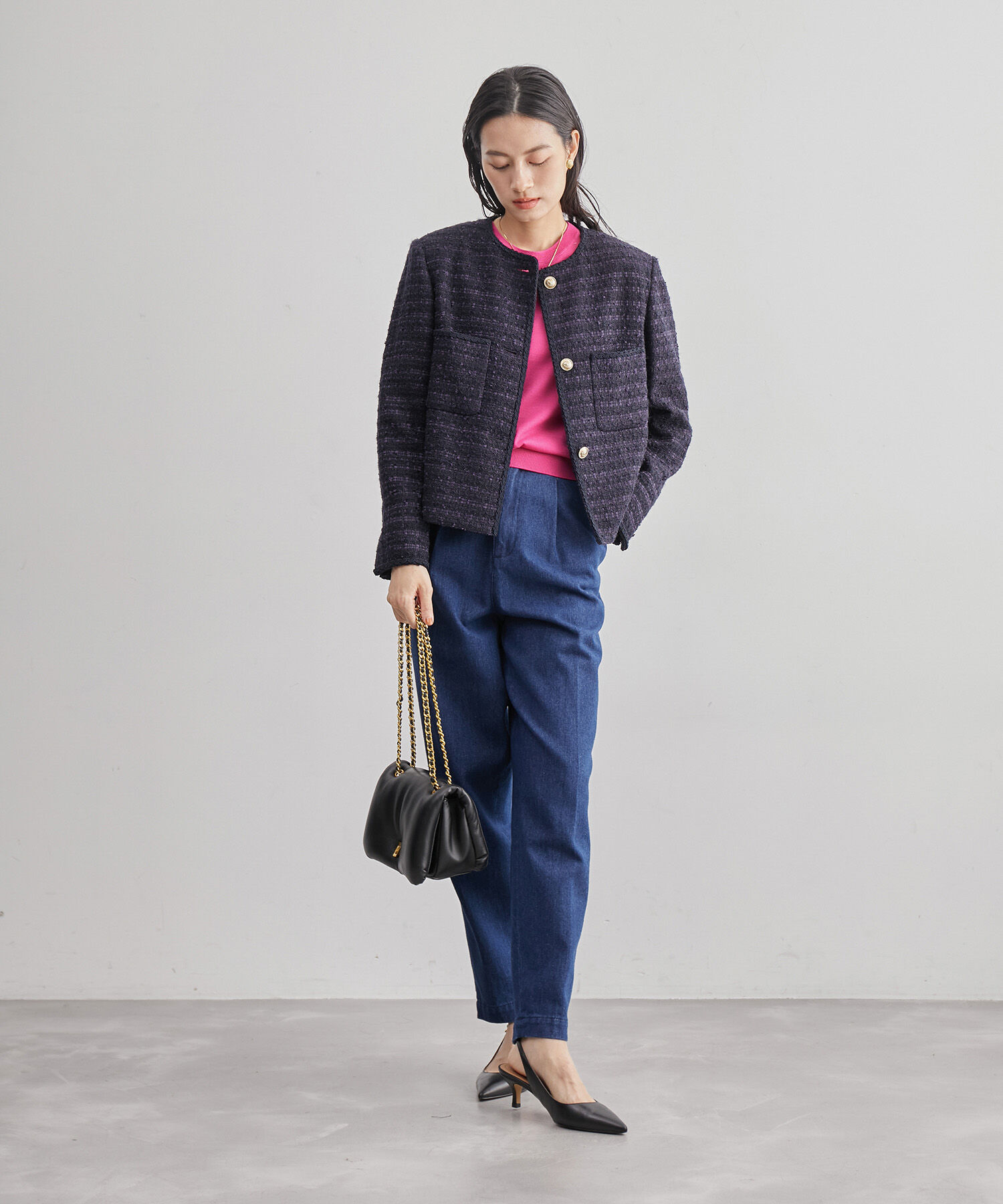 ROPE「ハイゲージウォッシャブル5分袖ニット/アンサンブル可能」|ニット・セーター|