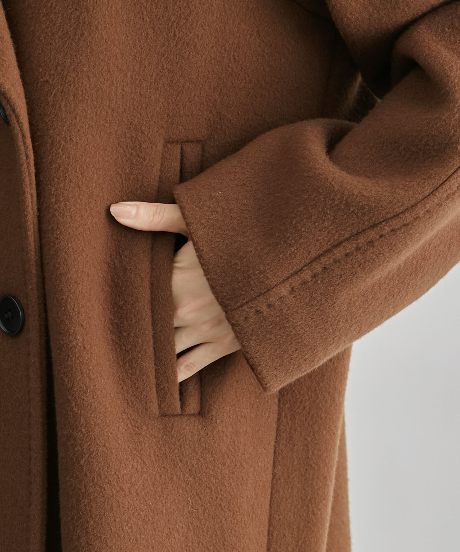 ROPE「【SUPER100's/140's】シャルムリバーファー付きミドルコート」|チェスターコート|