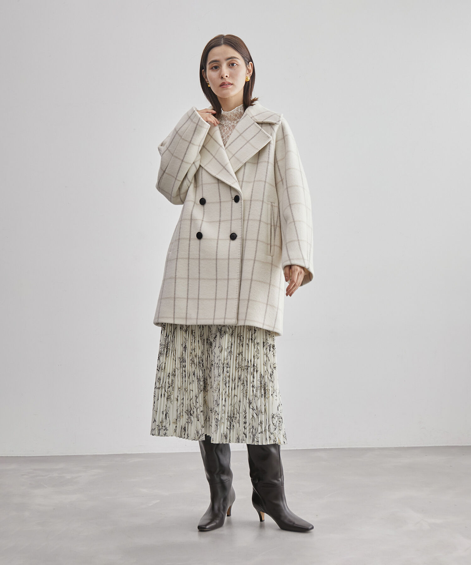 ROPE「【SUPER100's/140's】シャルムリバーファー付きミドルコート」|チェスターコート|