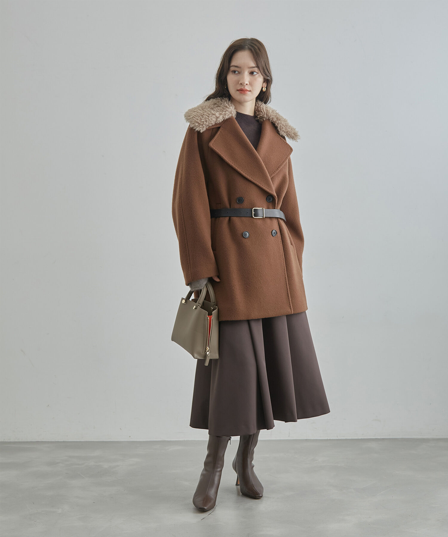 ROPE「【SUPER100's/140's】シャルムリバーファー付きミドルコート」|チェスターコート|