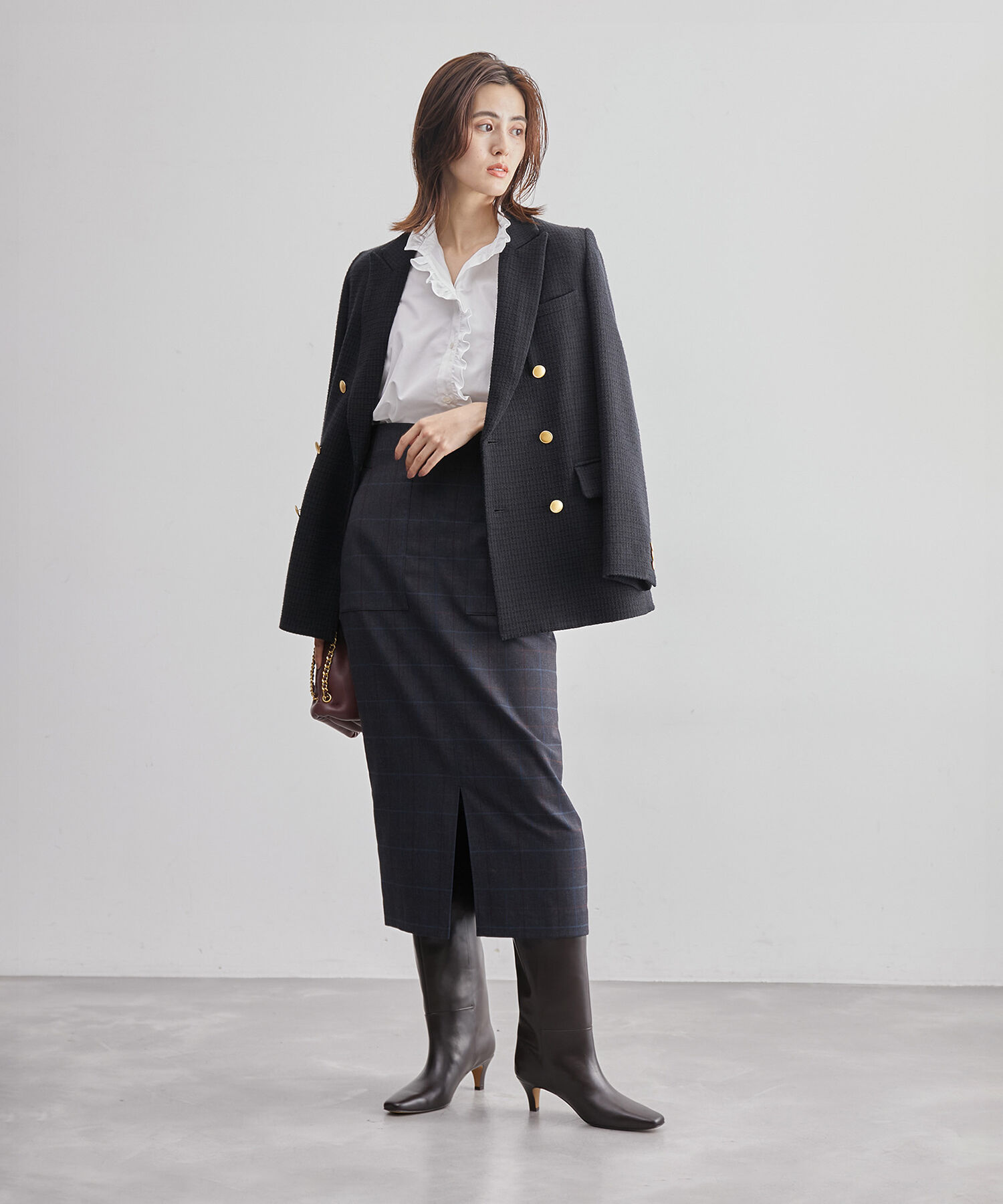 ROPE「【雑誌掲載】金ボタン ウール テーラードジャケット（無地/千鳥格子）」|テーラードジャケット|