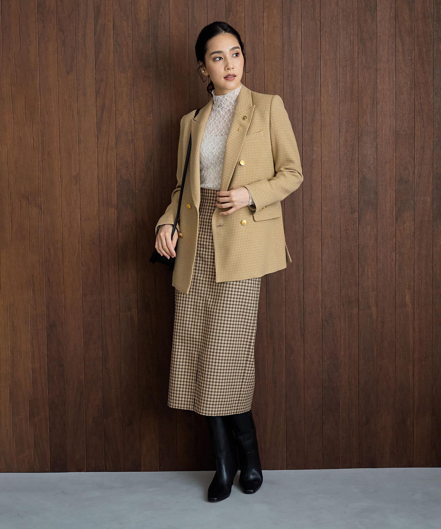 ROPE「【雑誌掲載】金ボタン ウール テーラードジャケット（無地/千鳥格子）」|テーラードジャケット|