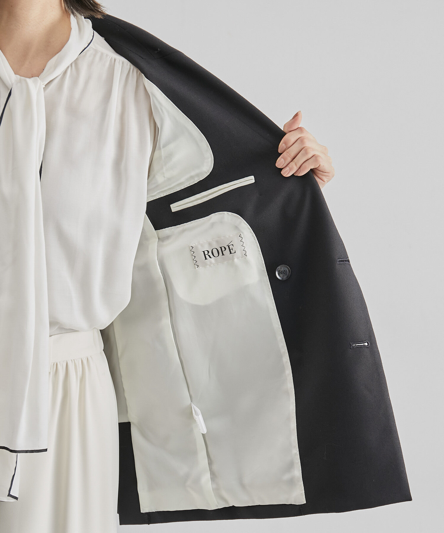 ROPE「【雑誌掲載】金ボタン ウール テーラードジャケット（無地/千鳥格子）」|テーラードジャケット|