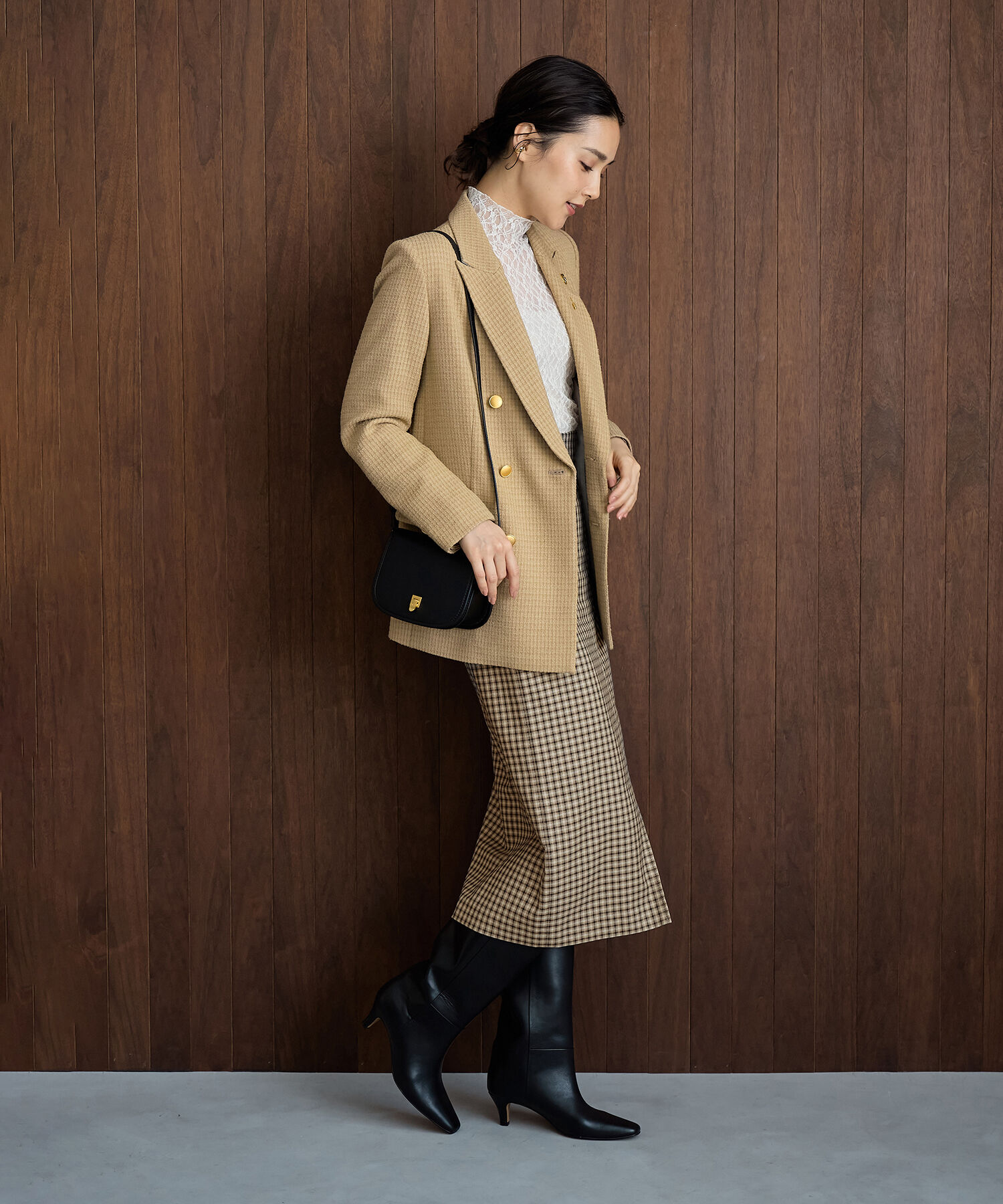 ROPE「【雑誌掲載】金ボタン ウール テーラードジャケット（無地/千鳥格子）」|テーラードジャケット|
