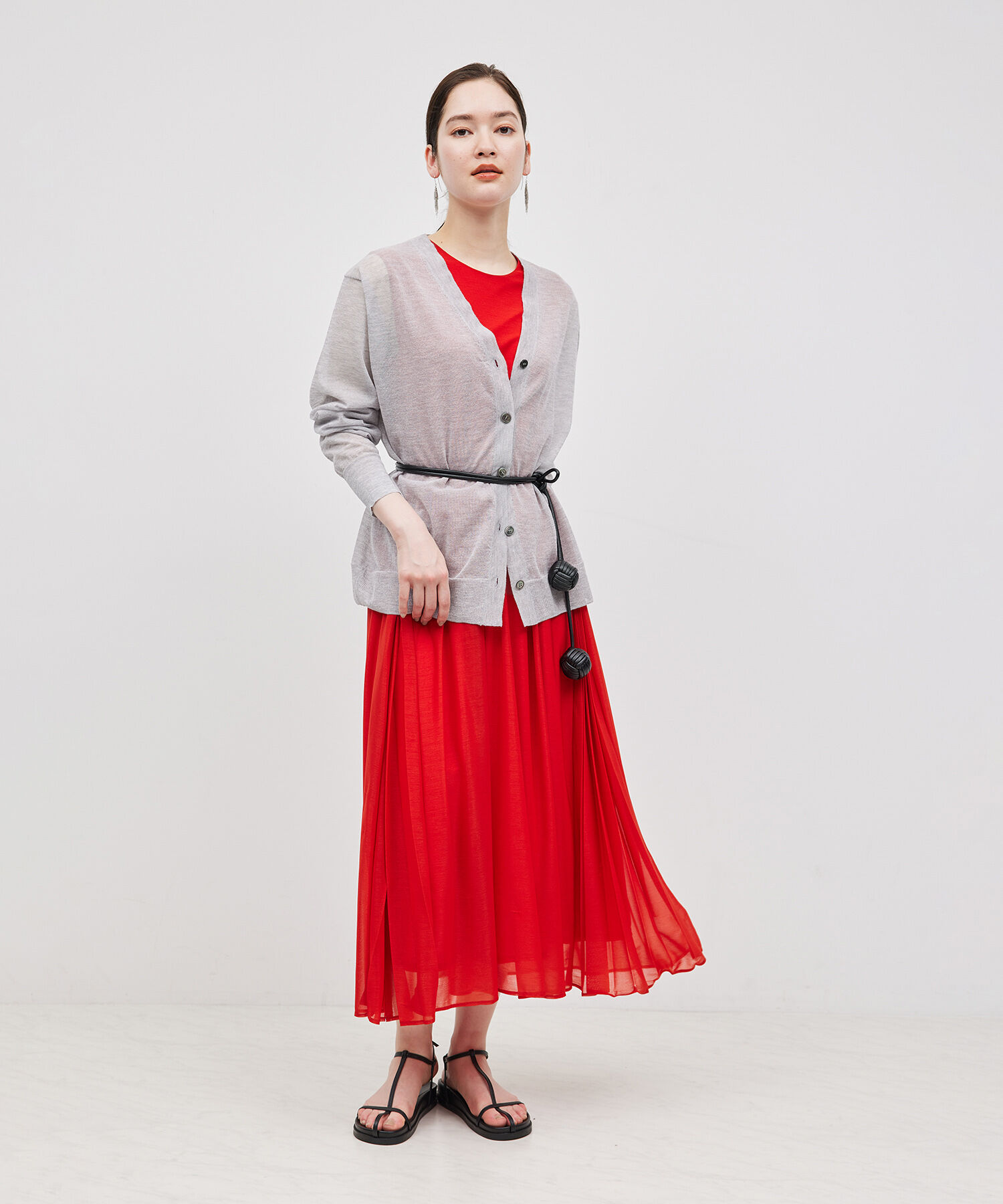 ROPE「【洗える】シアーVネックカーディガン」|カーディガン|