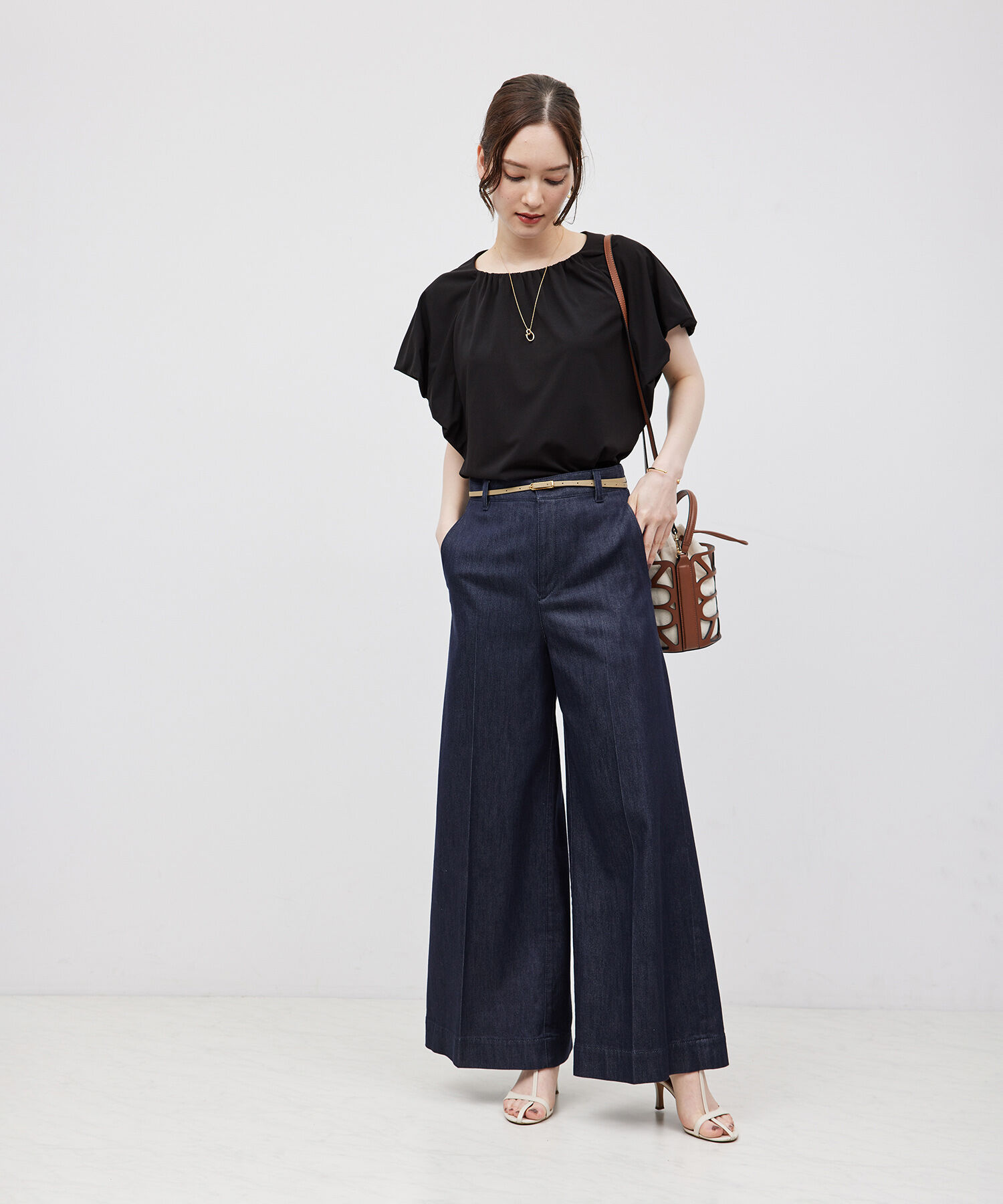 ROPE「カットジョーゼットフレンチスリーブトップス」|Tシャツ・カットソー|