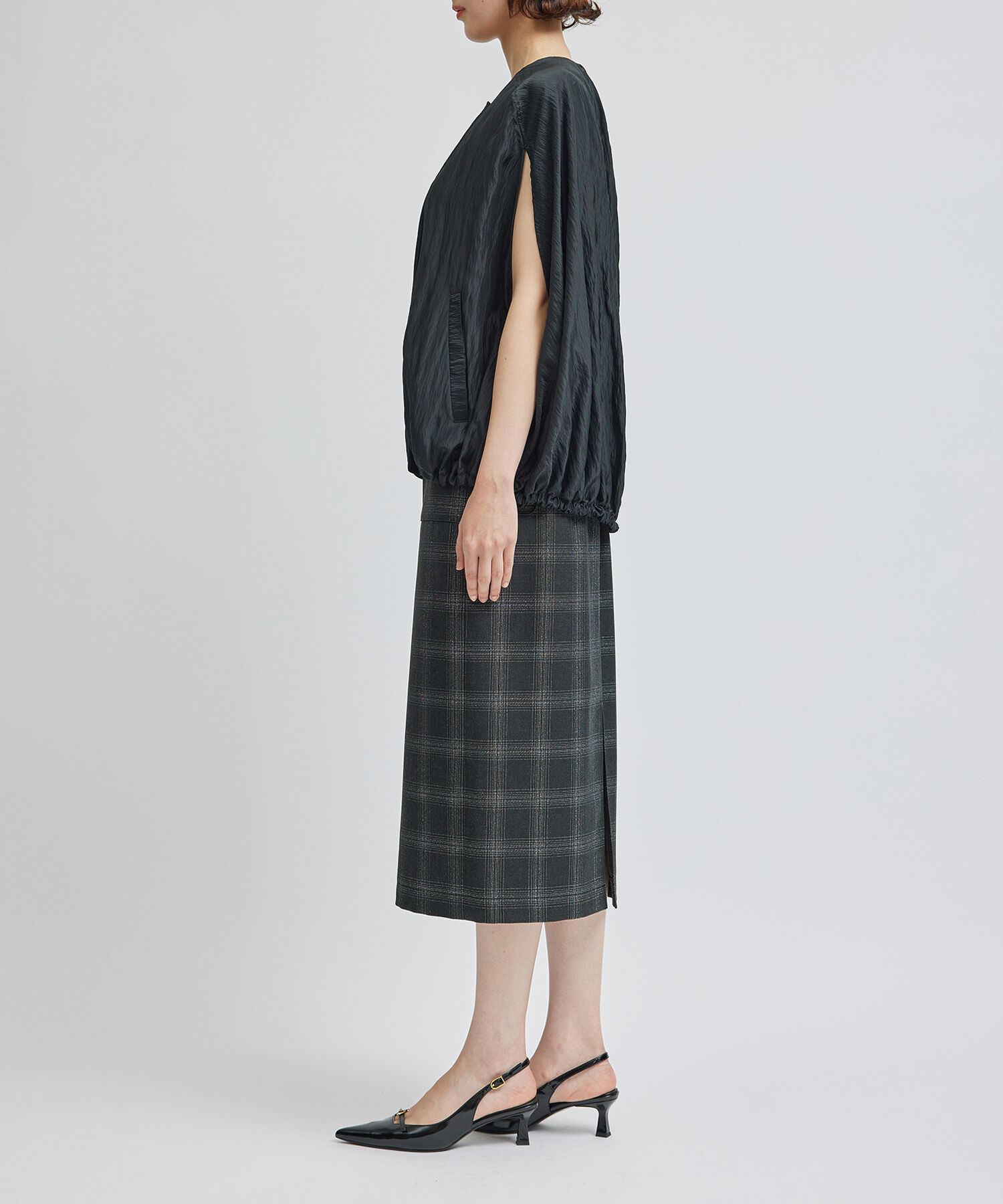 ROPE「ラメチェックポケット付きタイトスカート」|スカート|