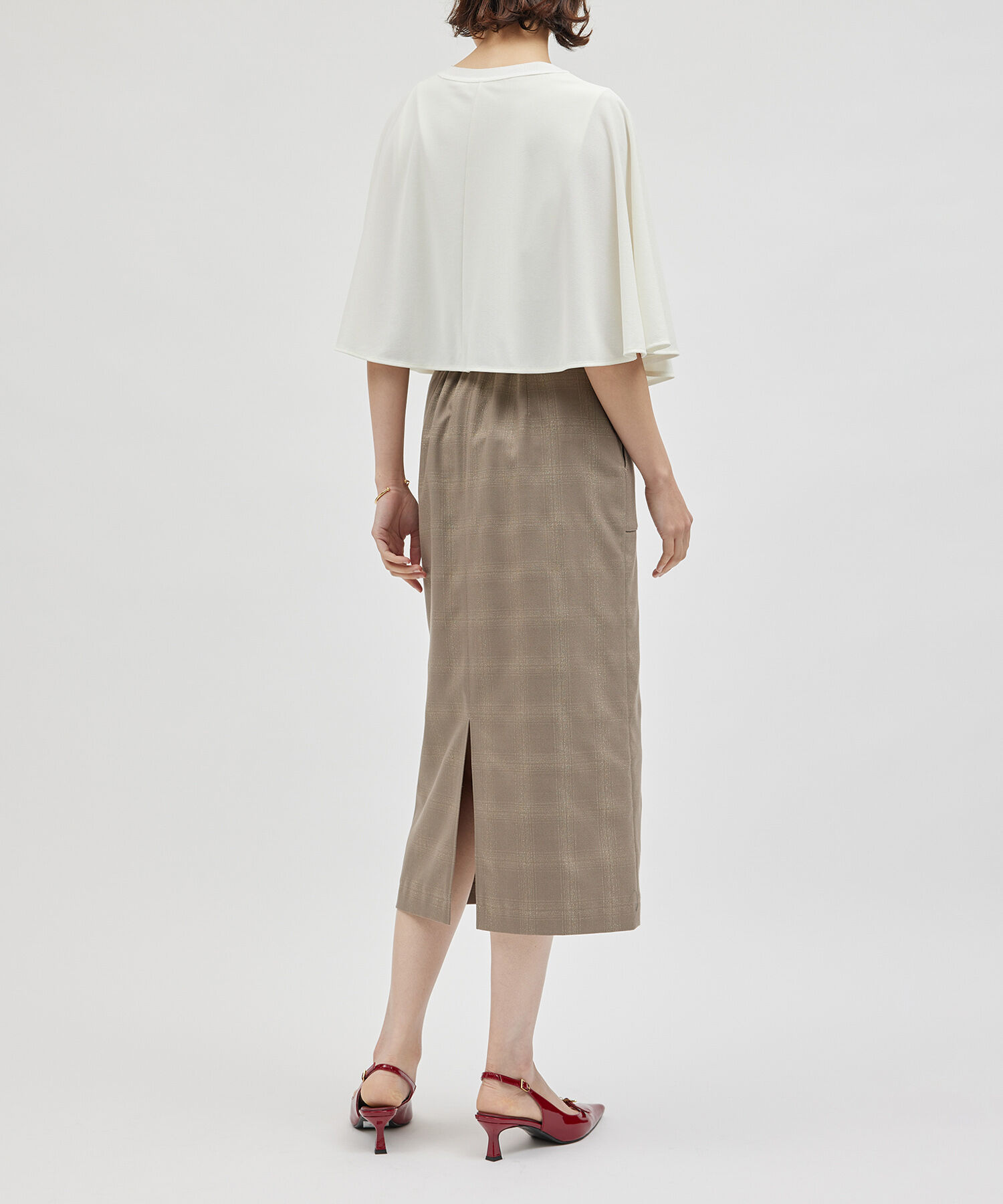 ROPE「ラメチェックポケット付きタイトスカート」|スカート|