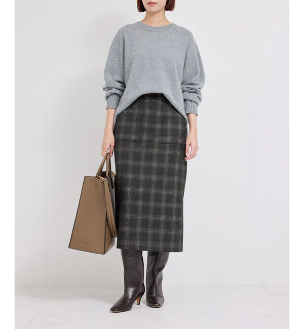 ROPE「ラメチェックポケット付きタイトスカート」|スカート|