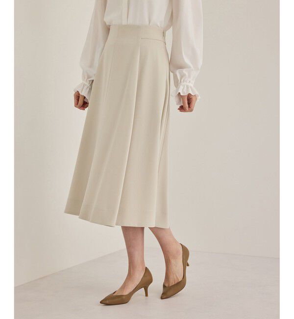 ROPE「トリアセハイウエストフレアスカート【セレモニー/通勤対応】」|スカート|ベージュ