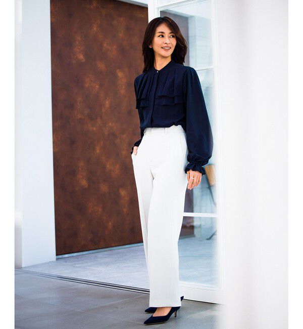 ROPE「【洗える】ダブルヨークギャザーブラウス」|シャツ・ブラウス|