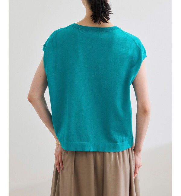 ROPE「【洗える】オーガニックコットンハイゲージフレンチスリーブニット」|ニット・セーター|