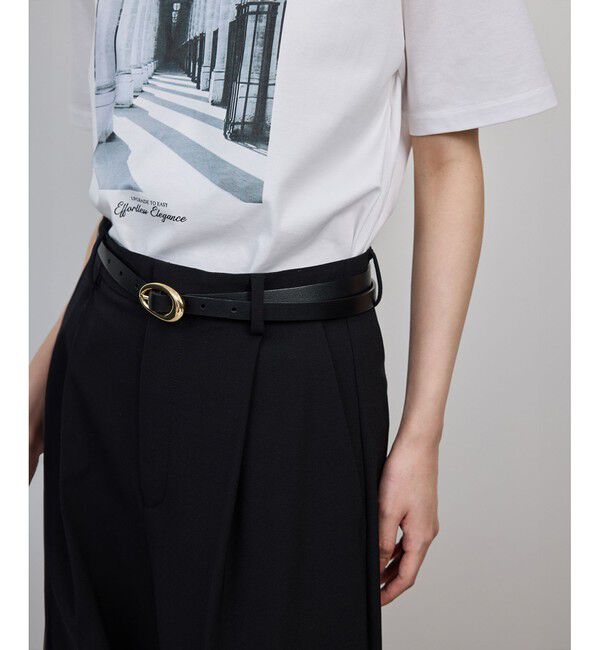 ROPE「アシンメトリーフォルムバックルレザーベルト」|ベルト|ブラック(01)