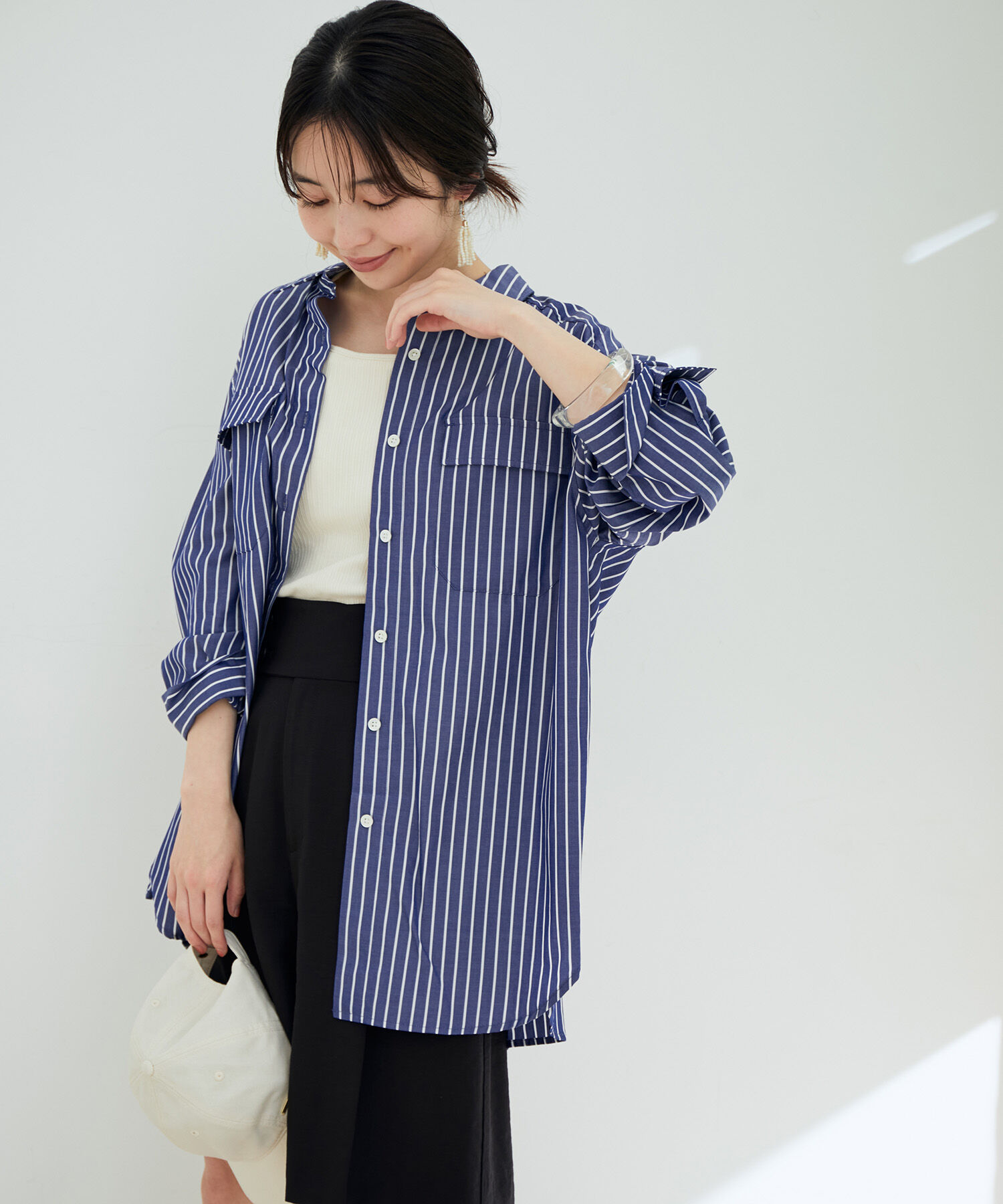 VIS「【鎌倉シャツ&times;ViS】ポプリンドロップショルダーシャツ」|シャツ・ブラウス|