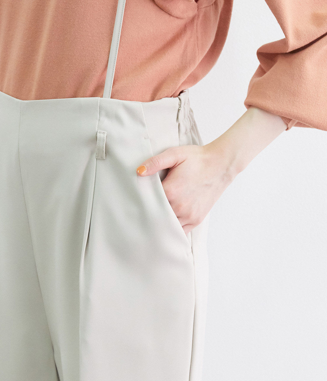 VIS「【WEB限定SSサイズ】バッククロスサスペンダーワイドパンツ」|スラックス|