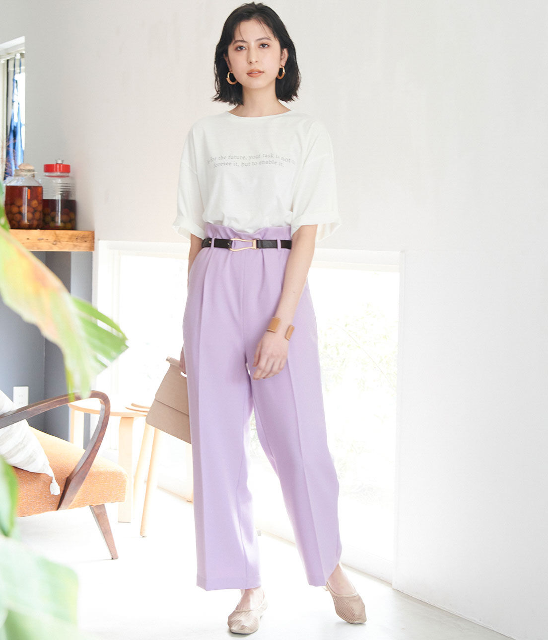 VIS「【WEB限定SSサイズ】バッククロスサスペンダーワイドパンツ」|スラックス|