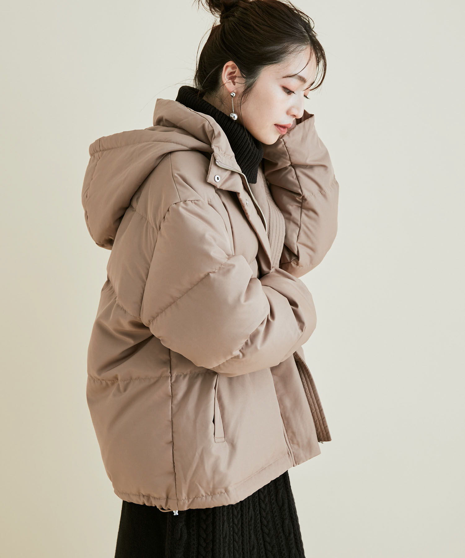 VIS「【Green Down】オーバーサイズフードダウンジャケット」|ダウン|