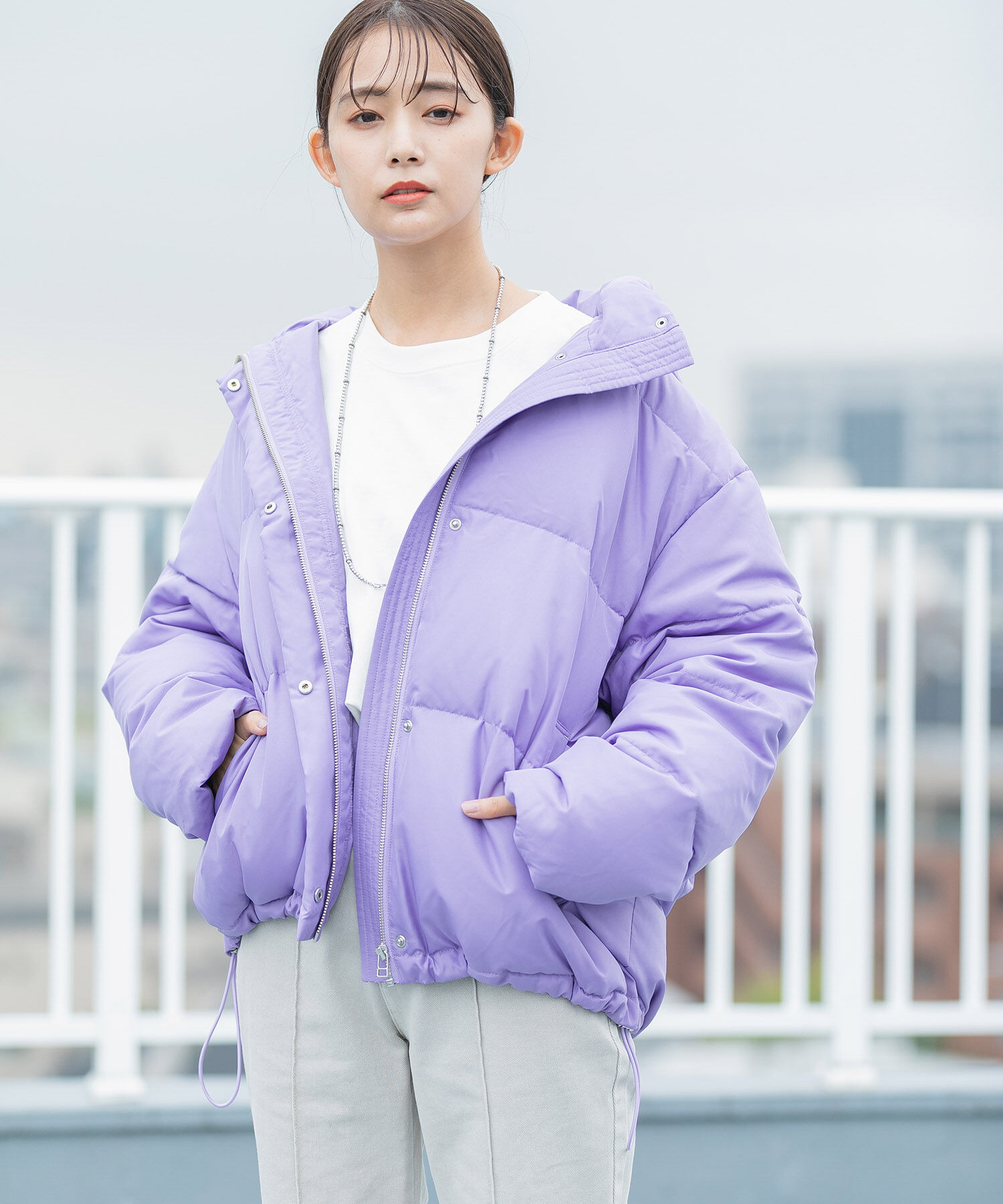 VIS「【Green Down】オーバーサイズフードダウンジャケット」|ダウン|