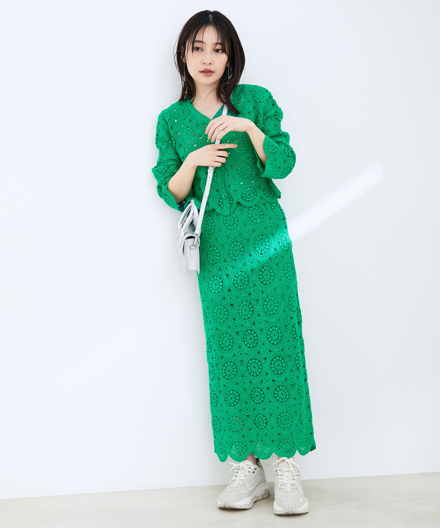 VIS「【星玲奈さんレコメンド】【セットアップ対応】かぎ針Ｉラインスカート」|スカート|