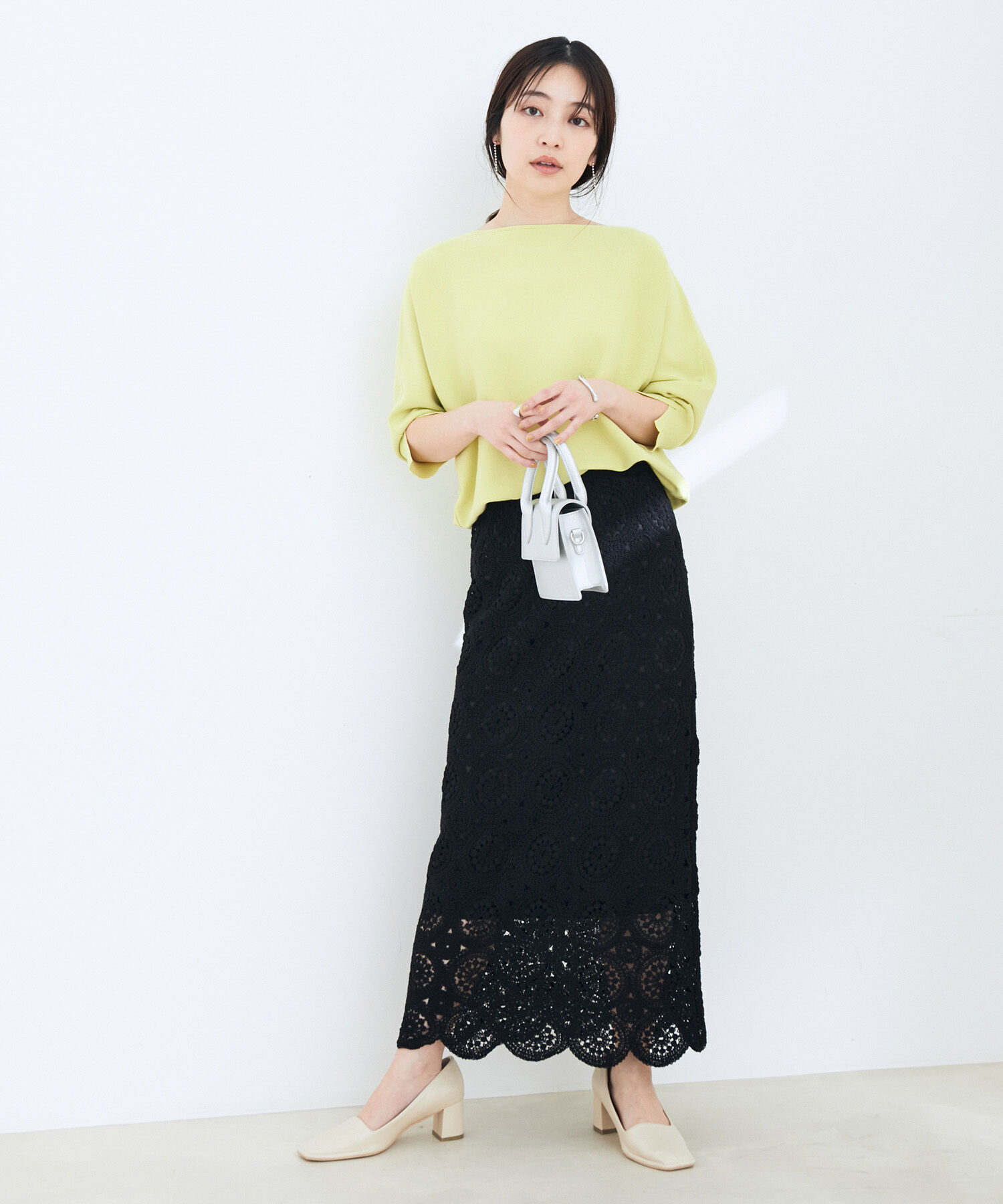 VIS「【星玲奈さんレコメンド】【セットアップ対応】かぎ針Ｉラインスカート」|スカート|