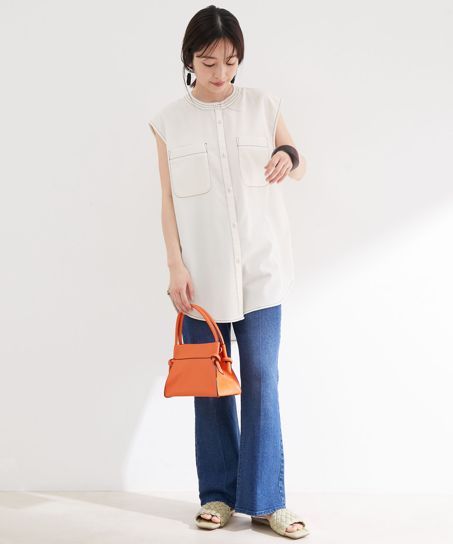 vis-a-vis「ステッチ入りノースリーブブラウス」|シャツ・ブラウス|