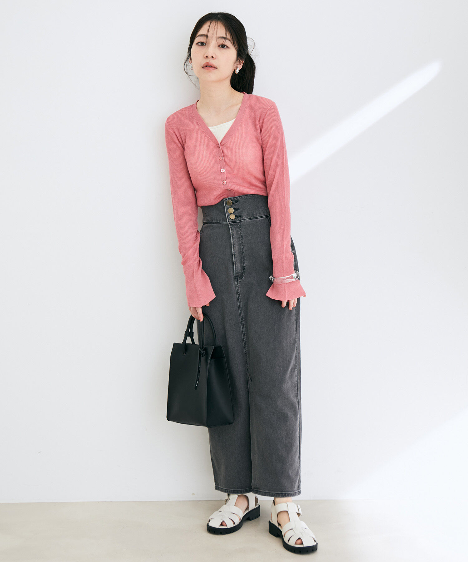 VIS「シアーリブVネックカーディガン」|カーディガン|