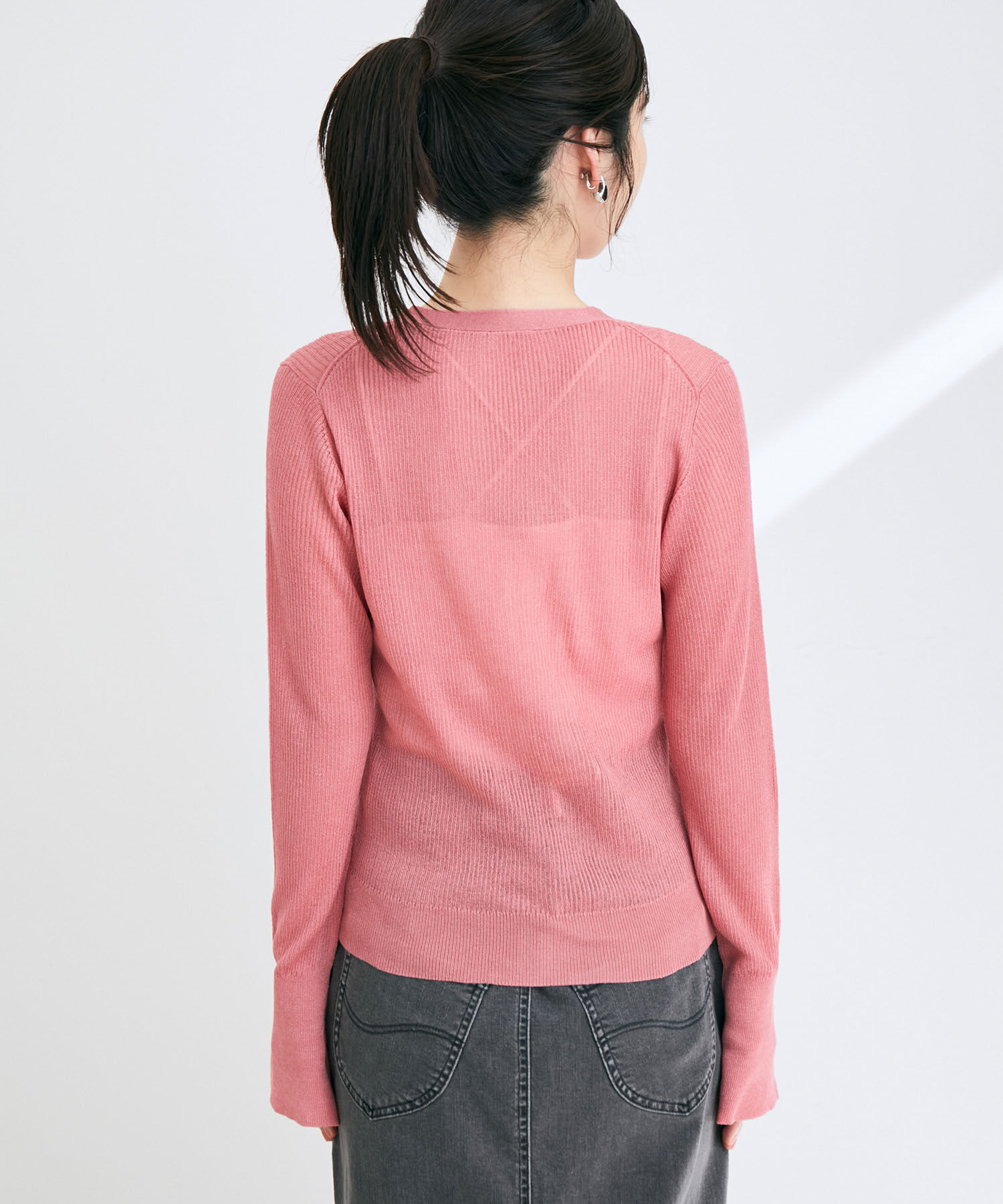 VIS「シアーリブVネックカーディガン」|カーディガン|