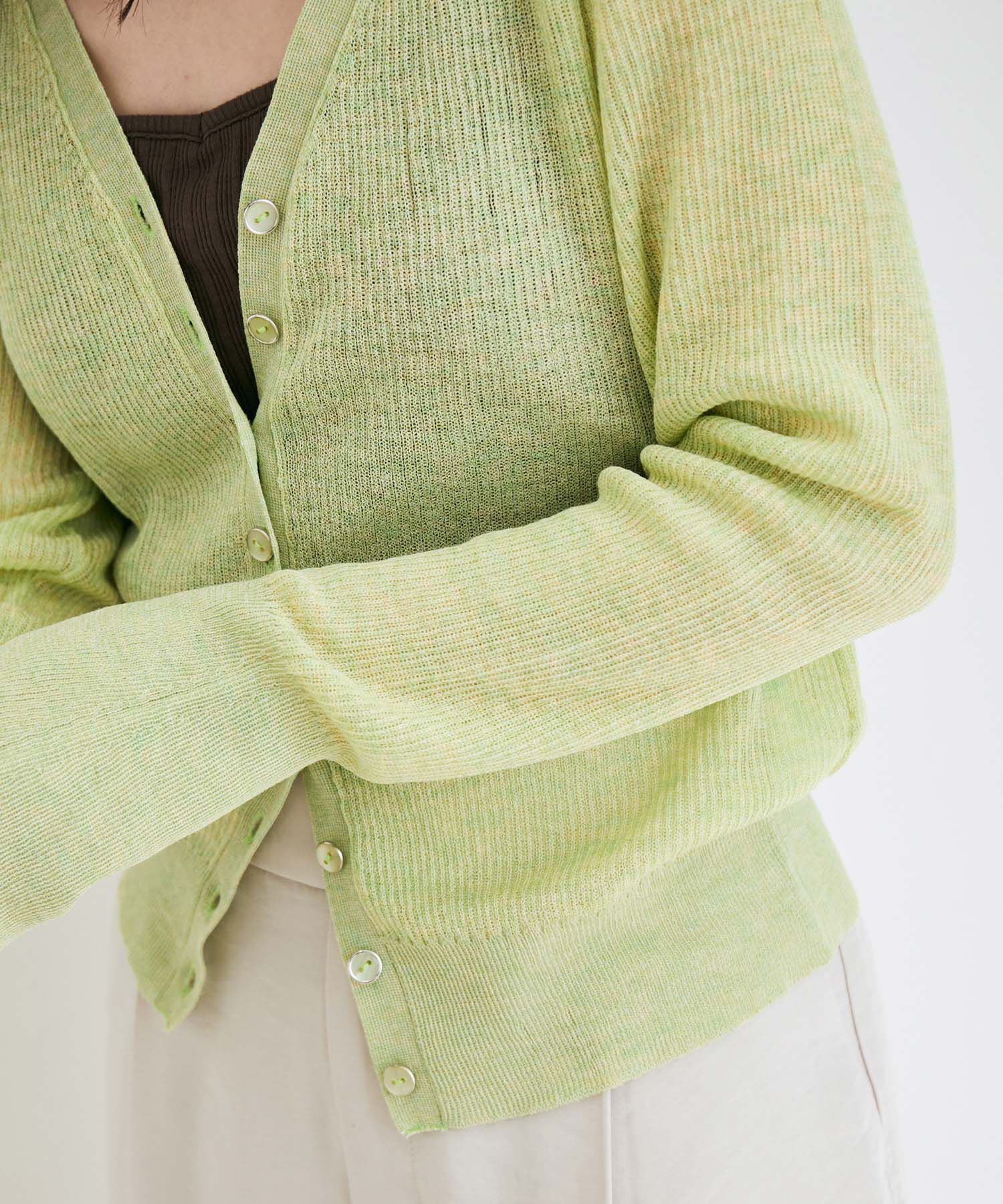 VIS「シアーリブVネックカーディガン」|カーディガン|