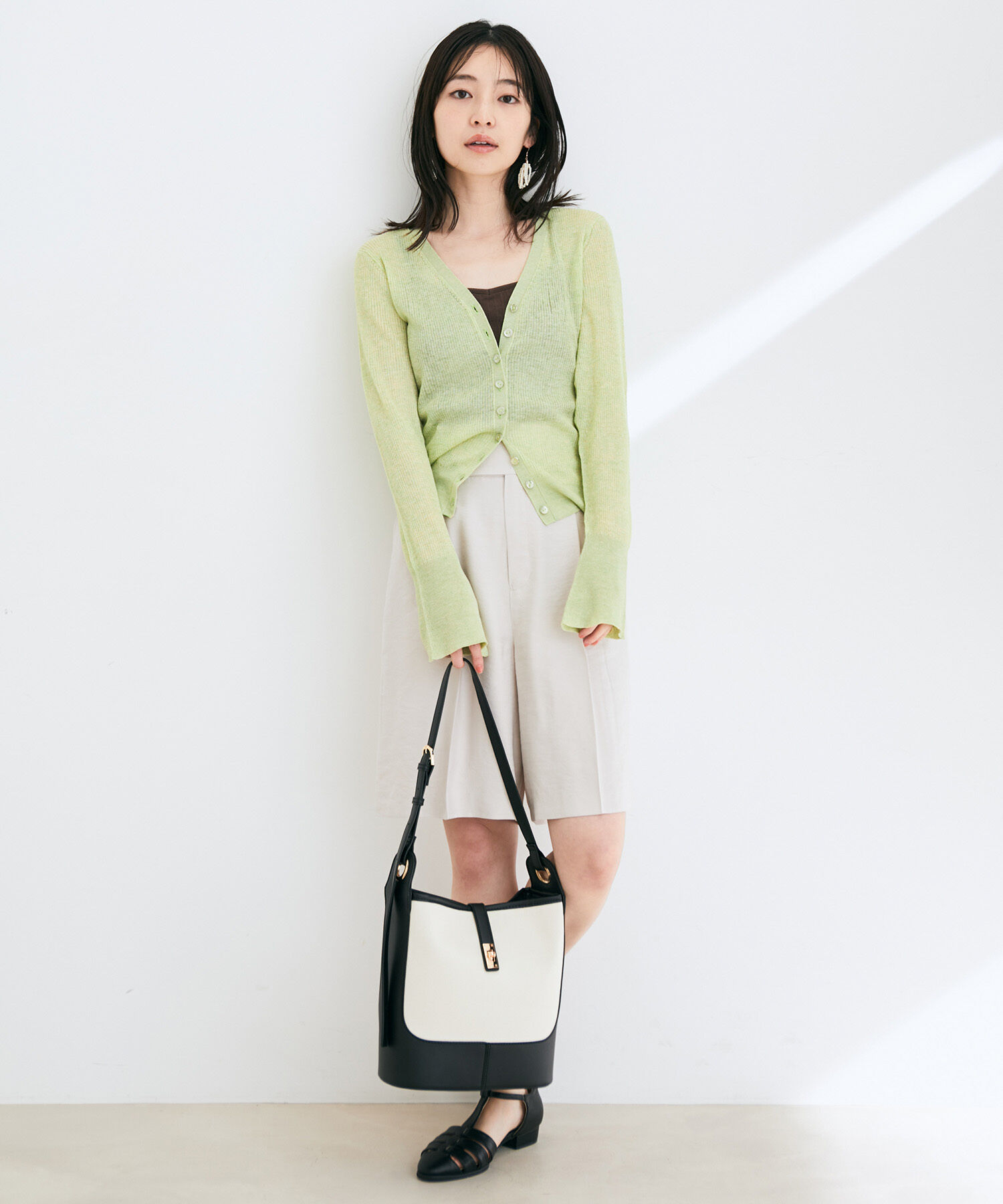 VIS「シアーリブVネックカーディガン」|カーディガン|