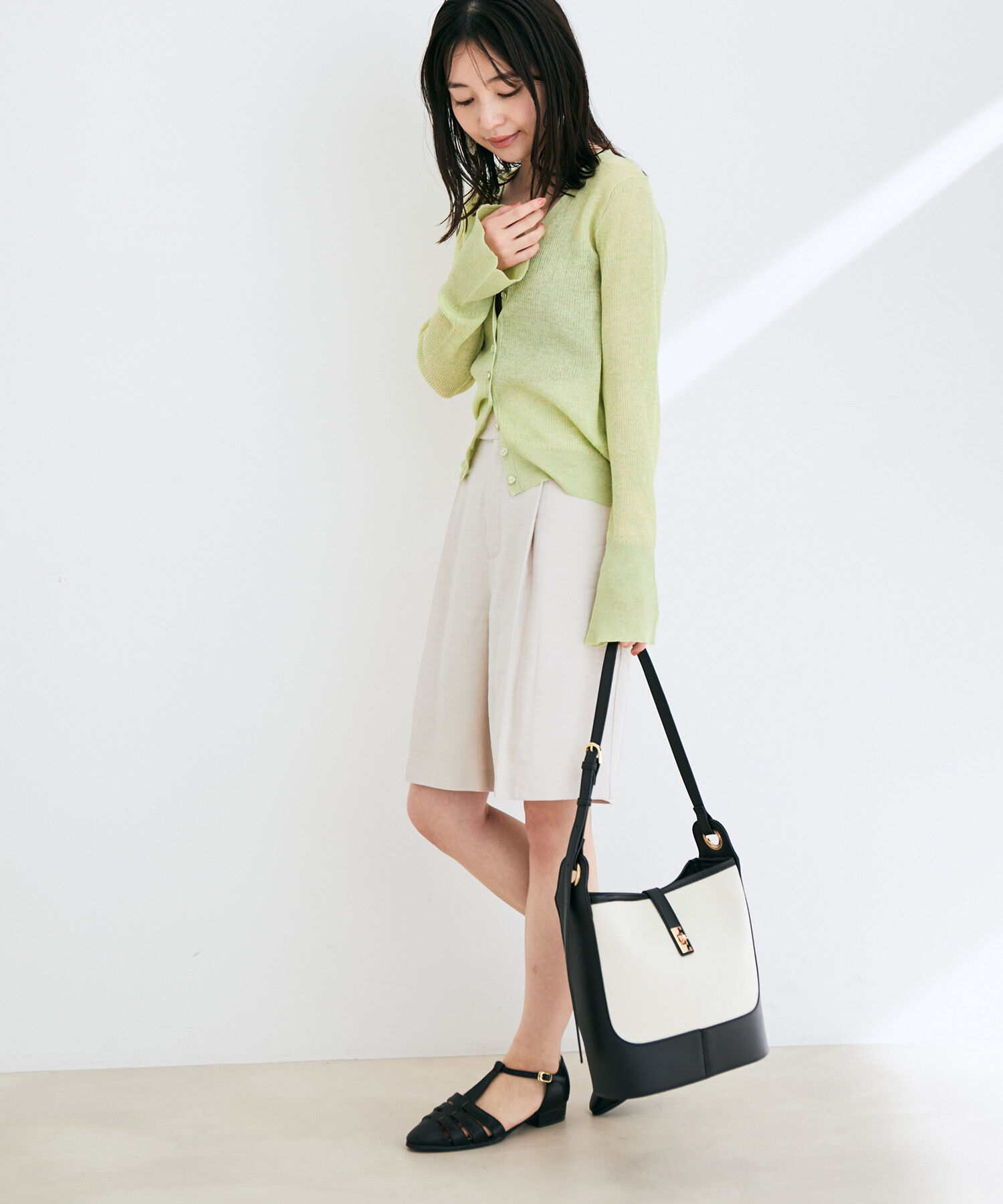 VIS「シアーリブVネックカーディガン」|カーディガン|