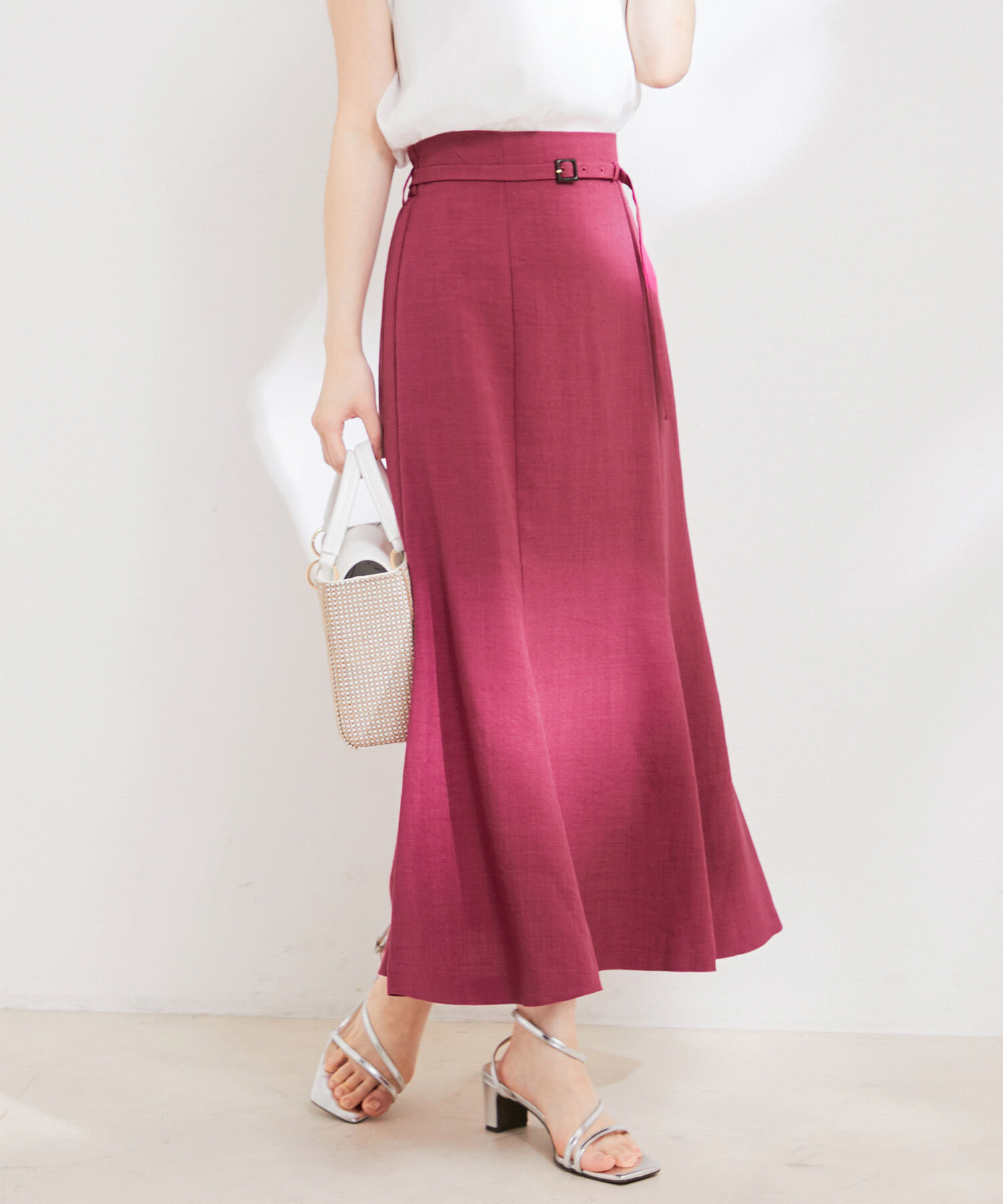 VIS「【新色】【接触冷感・洗える】美easy細ベルトマーメイドスカート」|スカート|ピンク系(65)