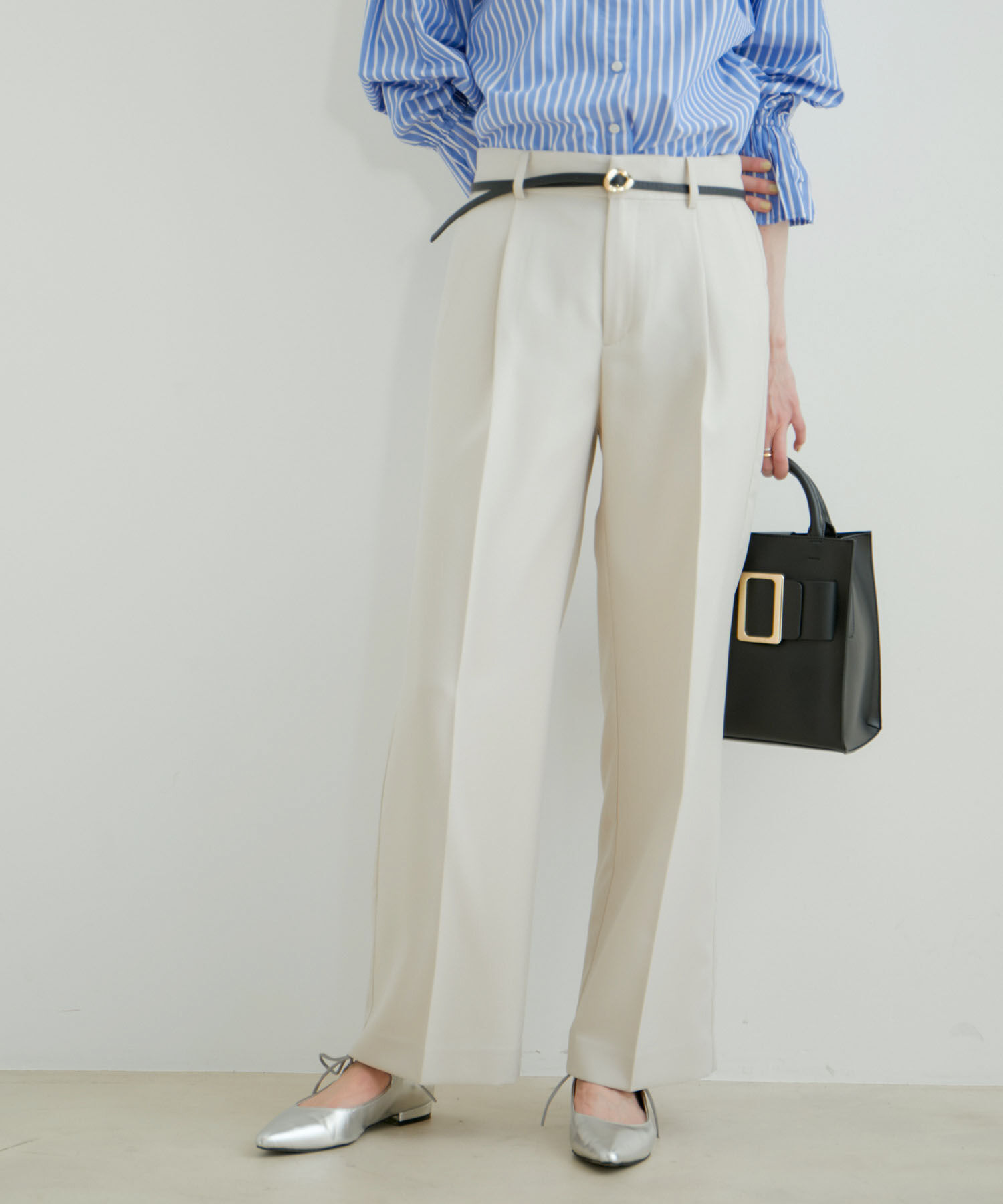 VIS「美HITワンタックストレートパンツ【洗える】」|スラックス|ベージュ(27)