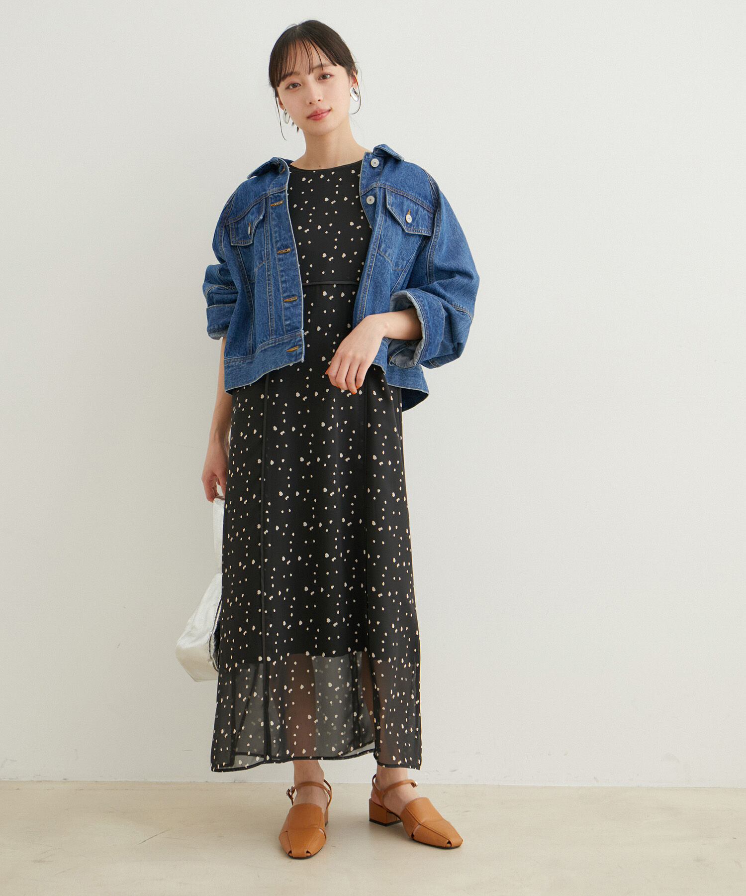 VIS「【WEB限定】配色パイピング袖バルーンワンピース【洗える】」|ワンピース|