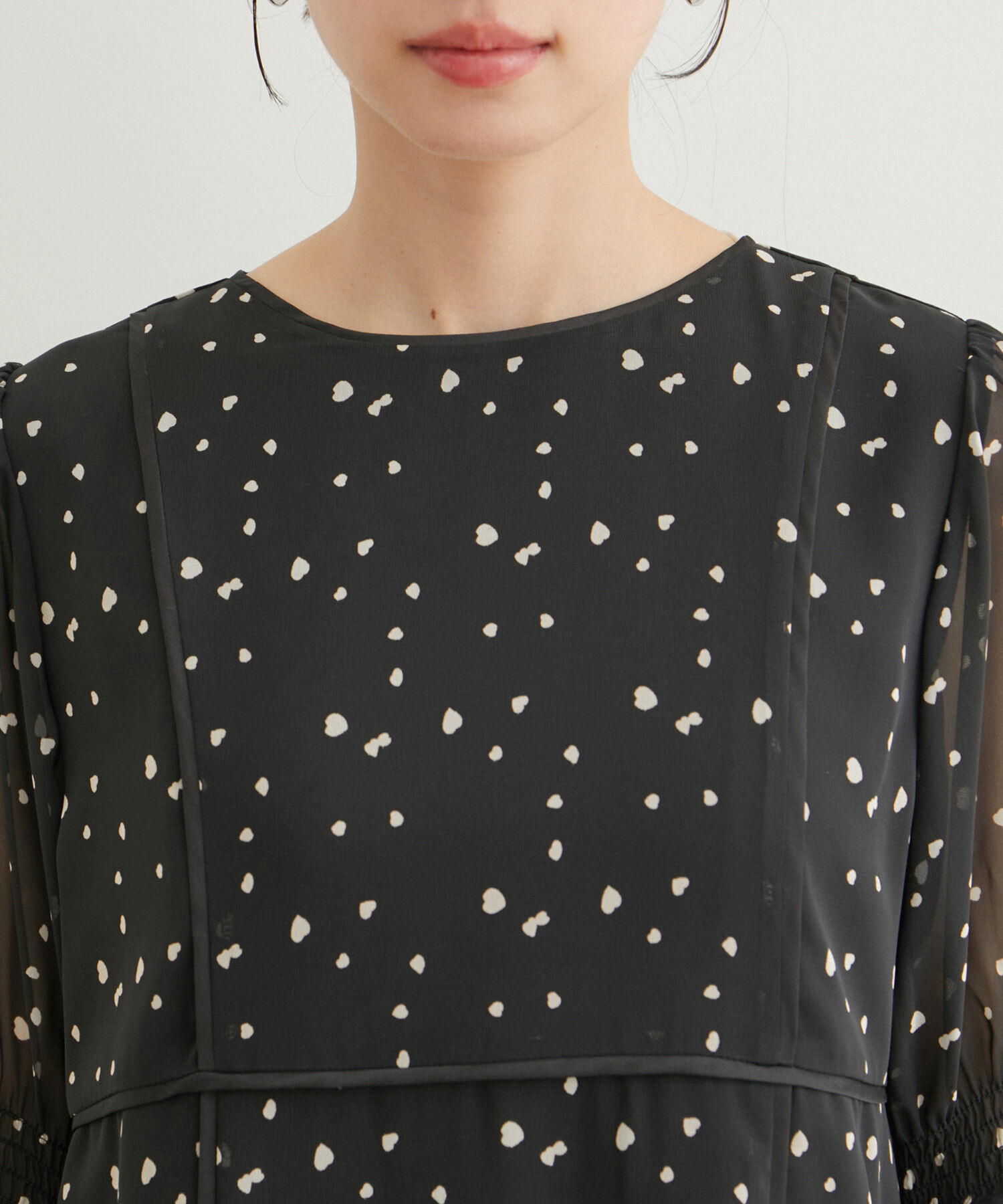 VIS「【WEB限定】配色パイピング袖バルーンワンピース【洗える】」|ワンピース|